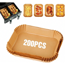 200 feuilles de papier sulfurisé pour friteuse à air chaud, sans BPA, résistant à l'huile et antiadhésif, pour friteuses à air chaud à doubl