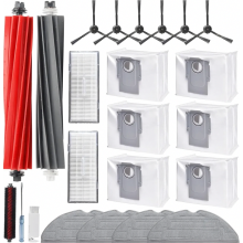 Kit d'accessoires de rechange pour aspirateur robot : 6 sacs à poussière, 2 brosses rotatives, 6 brosses latérales, 2 filtres et 4 lingette