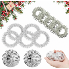 Set per massaggio agopressione con 2 palline piccole, 5 anelli per le dita e 2 braccialetti per alleviare lo stress e migliorare la circolaz