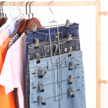 Cintre pliable à pinces pour pantalons, cintre métallique à six niveaux, gain de place, compatible avec les armoires standard
