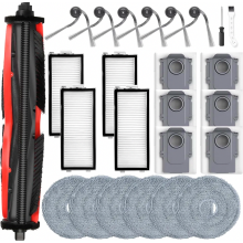 Kit d'accessoires pour aspirateur robot de 25 pièces comprenant une brosse principale, des sacs à poussière, des lingettes de nettoyage, des