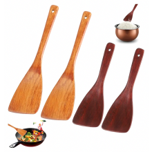 Ensemble de 4 spatules en bois, ustensiles de cuisine à manche long de 33 cm, cuillères à riz résistantes à la chaleur