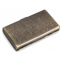Étui à cigarettes rétro en métal, porte-cigarettes à double clip à ressort pour 14 cigarettes de 100 mm, bronze