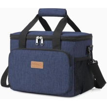 Sac isotherme 15 L, pliable et étanche, avec bandoulière, idéal pour le travail, la plage et les voyages, bleu marine.