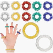 12 Piece Acupressure Massage Ring Set with 10 Finger Rings and 2 Wrist Rings for Stress Relief
