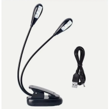 LED Music Stand Light, Adjustable Dual Head Clip On Lamp with USB Cable, 4 LEDs, Compatible with E Readers