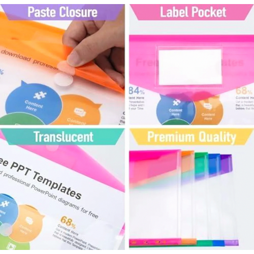 30 Pack A4 Document Wallets with 11 Holes, 5 Colours, Waterproof File Folders with Hook and Loop Closure 2
