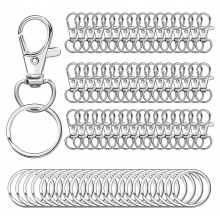 50 Pack Key Rings with Swivel Clasp Clips, Chain Connectors and Split Rings for Macrame DIY Crafts