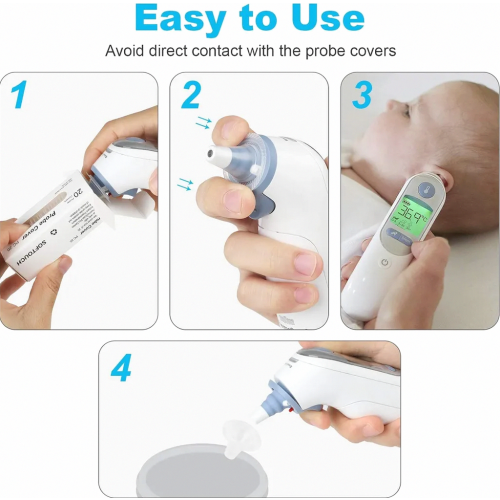 200 Pack Ear Thermometer Probe Covers, Disposable Replacement Protective Caps for Digital Ear Thermometers 2