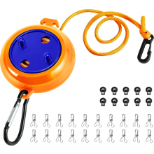 Étendoir à linge rétractable de 10 m, portable, orange, idéal pour le camping, la cuisine et le linge de maison.