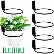 6er-Pack Wand-Pflanztopfhalter, 10 cm Blumentopfringe für Haus, Garten und Balkon, Schwarz