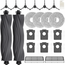 Vervangingsset voor robotstofzuiger, inclusief 2 rolborstels, 6 stofzakken, 4 dweilpads, 6 zijborstels en 2 filters.