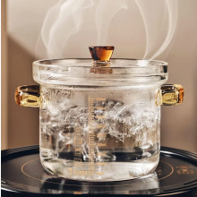 Casserole en verre borosilicate résistant à la chaleur de 0,45 L avec couvercle, récipient de cuisson transparent pour mijoter