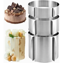 Ensemble de 3 cercles à gâteaux réglables en acier inoxydable, de 5 cm, 8 cm et 15 cm de hauteur, moules ronds de 16 à 30 cm avec graduation