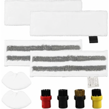 Ensemble de 10 accessoires pour nettoyeur vapeur comprenant des chiffons de sol en microfibre, des tampons pour buses manuelles et des houss
