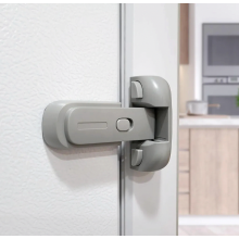 Child Safety Refrigerator Lock, One-Handed Operation, No Residue, No Drilling, Grey, 1 Pack