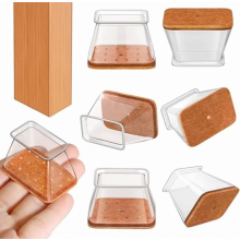 20 Pack Clear Silicone Chair Leg Caps, Rectangular Chair Glides, Floor Protectors, 28-38 x 19-25 mm