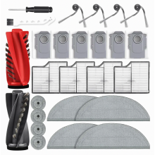 Kit d'accessoires pour aspirateur robot de 26 pièces comprenant brosses principales, sacs à poussière, lingettes de nettoyage, filtres, bros