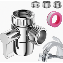 3 Way Brass Diverter Valve, 1/2 Inch Shower Switch with M22 M24 Tap Adapter, Grey, Compatible with G1/2 Showers