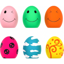 6 Piece Squeaky Rubber Egg Balls for Small Dogs, Soft Latex Fetch Toys for Interactive Puppy Play