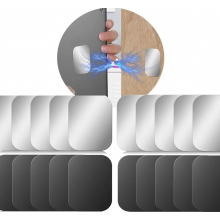 20 Piece Self Adhesive Metal Plates Set, 50 mm Stainless Steel Plates for Magnets, Black and Silver, Rectangular