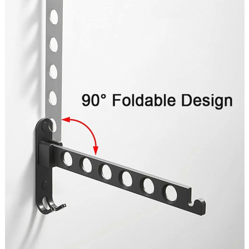 Foldable Wall Mounted Clothes Drying Rack, Aluminium Laundry Hanger for Balcony Bathroom, Black 1