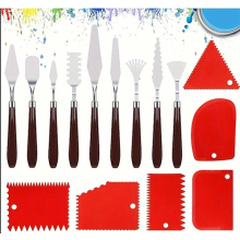 15 Piece Palette Knife and Scraper Painting Tool Set, 9 Stainless Steel Knives and 6 Plastic Spatulas for Acrylic Oil