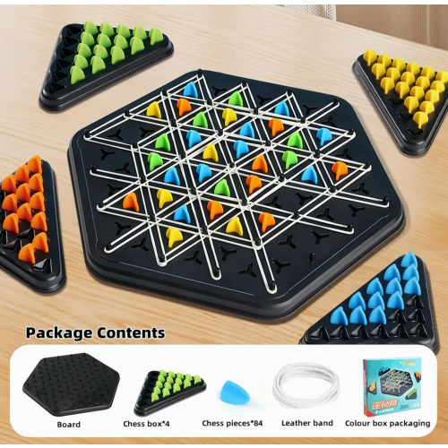 Interactive Rubber Band Board Game, Triangular Chain Strategy Puzzle Peg Game for Family Game Nights 1