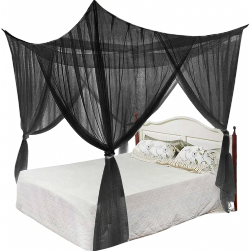 Large Fine Mesh Mosquito Net Canopy for Double and Single Beds, Square Insect Protection, White