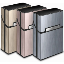 Metalen sigarettenetui voor 3 pakjes met magnetische sluiting, aluminium houder voor 20 standaardpakjes, grijsroze goud
