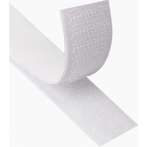 Bande auto-adhésive à scratch, 50 m, bande de fixation double face extra-forte, 20 mm de large, blanche
