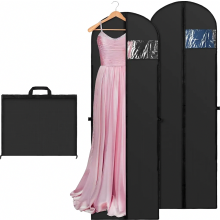 Long Garment Bags 180 x 60 cm, 2 Pack, Foldable Breathable Dustproof Dress Covers with Handles for Wedding Dresses
