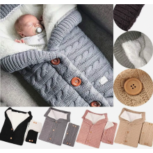 Baby Winter Sleeping Bag for Pushchair, Knitted Velvet Swaddle with Removable Sleeves, 0 to 18 Months