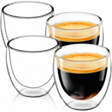Lot de 4 verres à cappuccino à double paroi de 150 ml, tasses à latte macchiato pour la maison, le bureau et les cafés