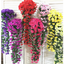 Paquete de 6 plantas colgantes de hiedra artificial con flores moradas, enredaderas de hojas artificiales para decoración del hogar, 6 color