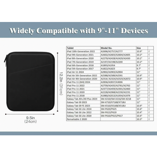 9-11 Inch Tablet Case, Black, Durable Protective Cover for Kitchen and Home Use, Practical Design 1