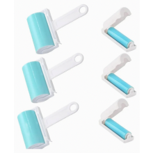 Lot de 6 rouleaux anti-peluches réutilisables, lavables, en 2 tailles, pour vêtements et meubles, bleus.