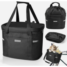 Vodotesný skladací predný košík na bicykel s rýchloupínacím držiakom na riadidlá na dochádzanie a nakupovanie