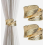 2 Pack Gold Feather Curtain Tiebacks, Alloy Curtain Clips, Decorative Holdbacks Compatible with Drapes 1