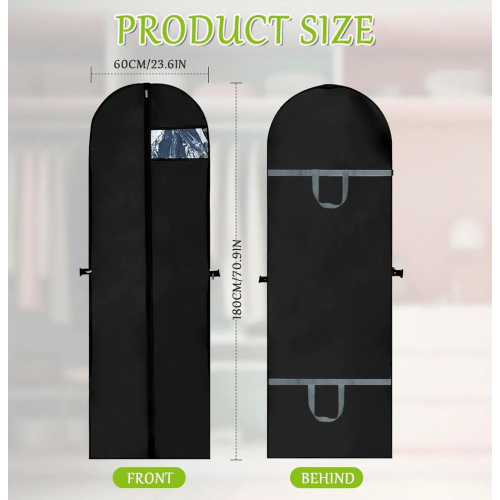 Long Garment Storage Bags 180 x 60 cm, 2 Pack, Foldable PEVA Suit Covers with Zips, Dustproof 2