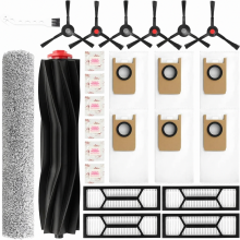 Kit d'accessoires pour aspirateur robot de 25 pièces comprenant une brosse principale, un rouleau de nettoyage, des filtres, des sacs à pous