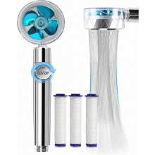 Blue Handheld Shower Head, 360 Degree Rotating High Pressure Water Saving Head with 2 Spray Modes and 3 PP Filters