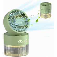 Ventilateur de bureau USB avec brumisateur rafraîchissant, 3 vitesses, veilleuse, mini climatiseur portable pour la maison et le bureau