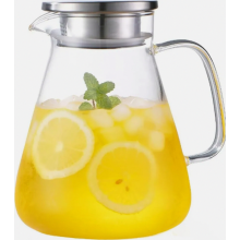 Karaf van borosilicaatglas van 2 liter met deksel en schenktuit, hittebestendige waterkan, 70 oz
