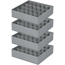 Underwear and Sock Organiser, 4 Pack Wardrobe Drawer Storage Boxes with 96 Compartments, Grey