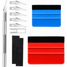 10 Piece Vinyl Wrap Squeegee Tool Set with Felt Edge for Window Film, Car Wraps and Decal Application