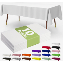 Pacote com 10 Toalhas de Mesa Descartáveis de Plástico, 137 x 274 cm, Brancas, Retangulares, para Festas, Impermeáveis.