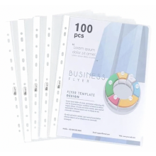 Lot de 100 pochettes transparentes A4 en plastique, perforées, pour documents et présentations