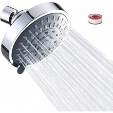 Hogedruk regendouchekop, waterbesparende ronde douchekop van 10 cm met antikalksproeiers en 5 straalstanden.