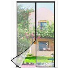 Magnetisch horgaas voor balkon en terras, 100 x 215 cm, zwart gaas met sterke magneten en brede klittenband.